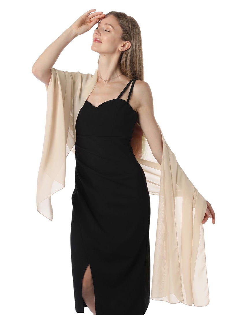 Hotshawl Chiffon Shawls and Wraps for Evening Dresses Women Elegant Soft Scarf Bridal Scarve Wedding Stole (Champagne(chiffon), One Size) - Image 4